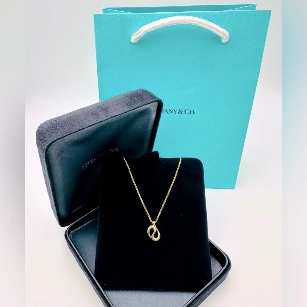 RARE Tiffany & Co. 18K Yellow Gold Elsa Peretti Wave Necklace with PACKAGING